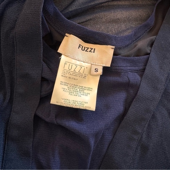 FUZZI by Jean Paul Gaultier Mesh Dress Long Sleeve MIDI Maxi Navy Blue SET sz S - Picture 14 of 16